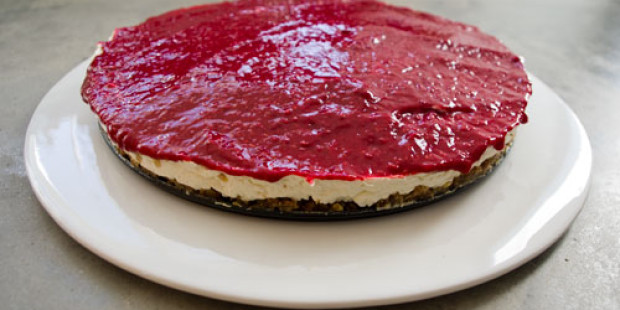 Stevia Cheesecake met Coulis van Frambozen