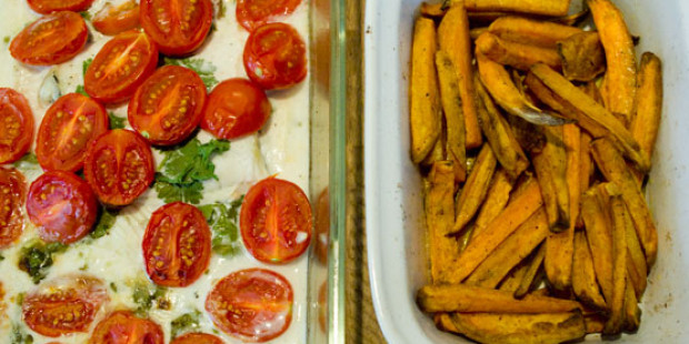 Pladijs met Kokosmelk, Groene Kruiden en Tomaten